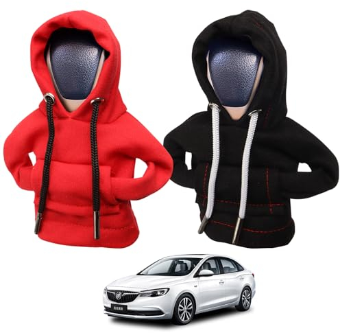 FANGCCC Schalthebel Hoodie, 2 Stück Auto Universal Abdeckung, Lustige Haube für Schaltknauf, Innenraum Deko (Rot, Schwarz)