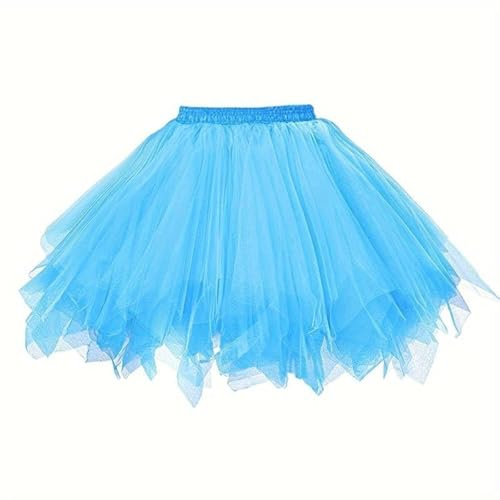 Boolavard Adulto Donna Anni '80 Gonna tutù a Strati Sottoveste in Tulle tutù di Halloween (IT, Testo, S, M, Regular, Regular, Azzurro)