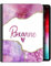 Personalised Initial Universal Case For Amazon and Kindle Tablets, Fire HD 7, 8, 10, Paperwhite, Pink Heart Name Purple Galaxy Star Marble Print, 360 Swivel PU Leather Side Flip Folio Cover