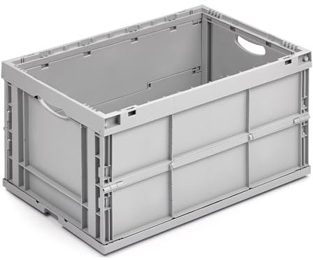 Stabilo Befestigungstechnik Faltkasten grau 65 Liter | Faltbox, Klappbox, Eurobox | Box klappbar und stapelbar in Industriequalität