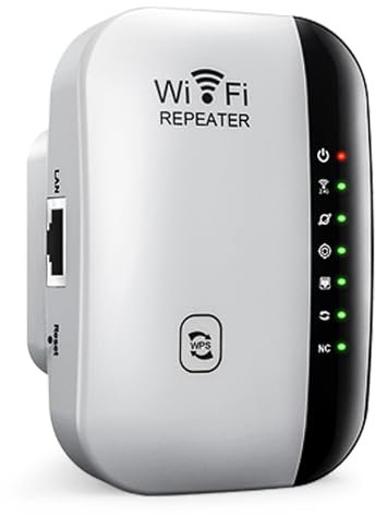 WiFi Signal Booster Extender Repeater, 300mbps 2.4G Fast Internet Booster Wireless with Ethernet Port, WiFi Extender for Garden Office Home and Travel, Covers Up to 3000 Sq.ft, Easy Setup with UK Plug