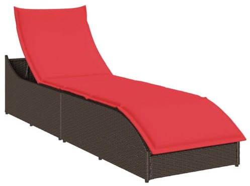 vidaXL Klappliege mit Auflage und Stauraum Braun Poly-Rattan, Sonnenbett, Liege, Outdoor Chaiselongue, Gartenliege, Outdoor-Liege, Garten Chaiselongue