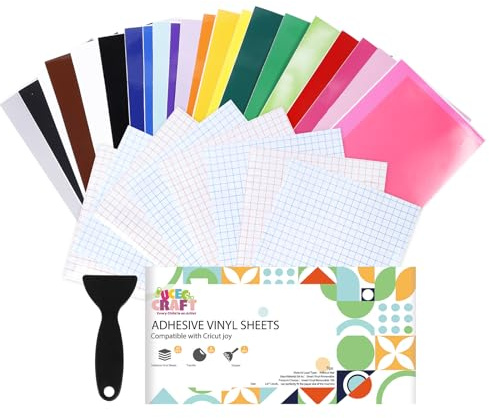UCEC 51 stycken – 43 st smart vinyl permanent för Cricut Joy & 8 plotter överföringsfolie, 14 cm x 30,5 cm, vinylplotter film, självhäftande med för gör-det-själv, bärbara datorer, väggar (med 1