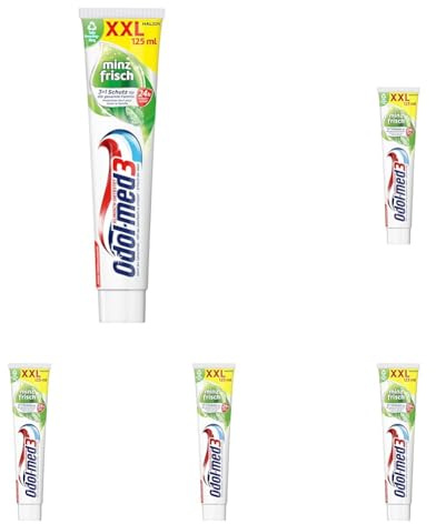 Odol-med3 Minzfrisch Zahnpasta, Zahncreme mit Minzgeschmack und 3in1 Schutz für starke Zähne, gesundes Zahnfleisch** und frischen Atem, 125ml (Packung mit 5)
