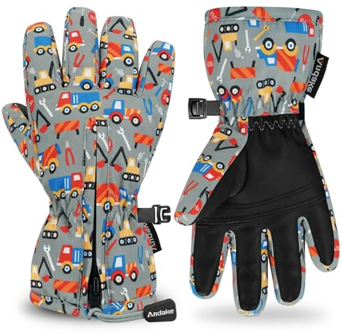 Andake Guantes de esquí para niños, Guantes de esquí de Invierno, Resistentes al Viento, Impermeables, cálidos, Guantes Deportivos al Aire Libre, para niños y niñas(ingeniería Mecánica-5-8Y:XS)