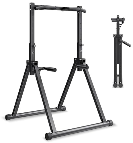 VEVOR Barre de Traction Autoportante Charge 150 kg, Station de Tractions avec Structure Triangulaire et Tube en Acier Robuste, 9 Niveaux de Réglage en Hauteur, Relevés de Jambes Tirage Inversé Pompe