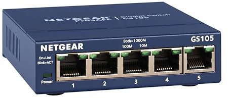 NETGEAR 5-Port Gigabit Ethernet Unmanaged Switch (GS105NA) - Desktop or Wall Mount, and Limited Lifetime Protection