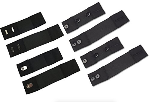 Self-Adjusting Pregnancy Elastic Waist Extension (Set of 8) - Button or Hook On Your Pants, Skirts & Shorts to Stretch Instant Inches (5-7 or 6-10) - Save on Maternity Clothes