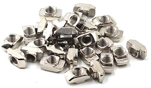 M6 Thread T-Nut For 40 Series European Aluminium Profile Hammer Head Drop In T Slot Nuts Nickel Plated Carbon Steel 50 PCS