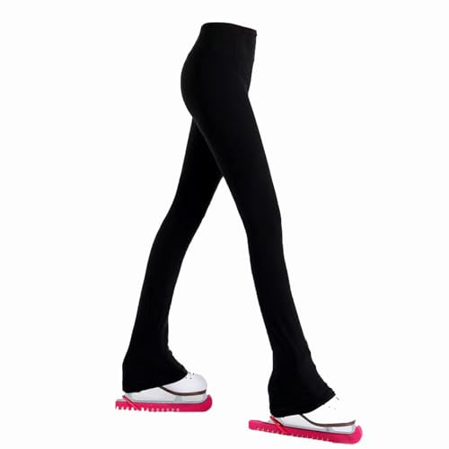 LIUHUO Figure Skating Pants Girls Fleece Practice Leggings Teens Skating Trousers Black