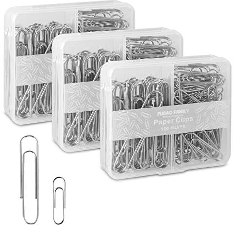 Büroklammern in Verschiedenen Größen - Große und Kleine Klammern - 3 Boxen Mit Je 100 Stück (Insgesamt 300 Klammern)