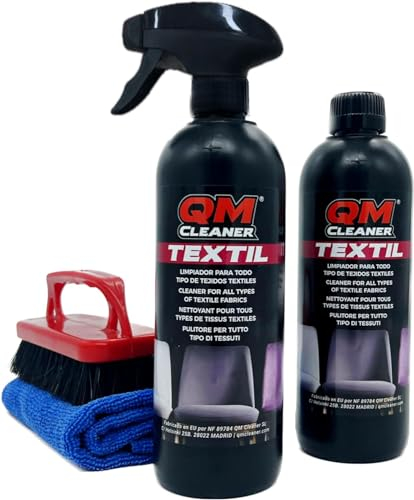 QM Cleaner - Kit di pulitore a secco tappeti, divani, sedili (1l + panni in microfibra + 1 spazzolafibre)