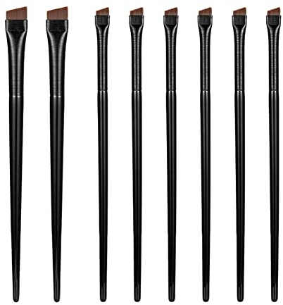 Pennello Angolato, Pennello Sopracciglia, Pennello Eyeliner, Eyeliner Brush, Spazzola Sopracciglia, Strumenti per Pennello per Eyeliner Obliquo, Perfetto per Modellare Sopracciglia Delicate, 8 Pack
