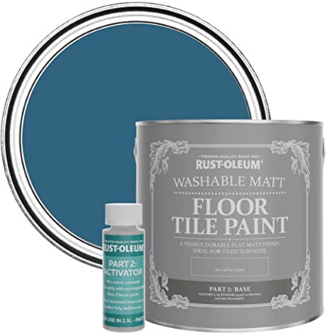 Rust-Oleum Blue Washable Matt Floor Tile Paint - Cobalt 2.5L