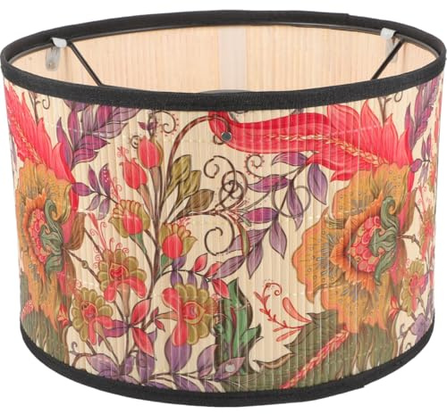 DOITOOL Paralume in Bambù 12 Pollici Con Design Stampato Floreale Paralume Per Lampada Da Tavolo Soggiorno Camera Da Letto Sala Da Pranzo Decorazione Interni Naturale Elegante