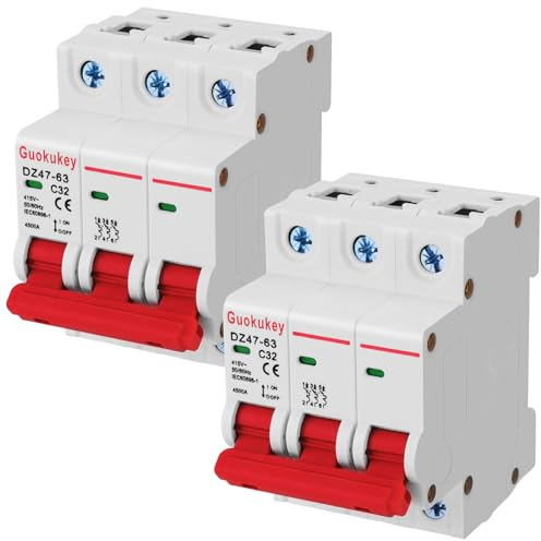 2 Stück Pv Sicherungsautomat AC 415V 32A 3 Polig DZ47-63 C32 Solar Leitungsschutzschalter PV Trennschalter Schutzluftschalter Schutzschalter für Photovoltaik-Systeme…