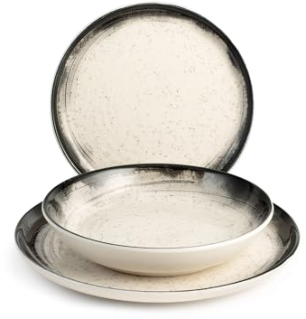 H&H, Servizio tavola Marte 18 Pezzi, in stoneware, decorato, lavabile in lavastoviglie