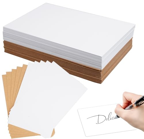 120 Pcs A6 Carte Vierge Papier Kraft, Carte Postale Vierge Papier Carte de Visite 14,5 x 9,5cm, pour DIY, Invitations de Mariage, Invitations
