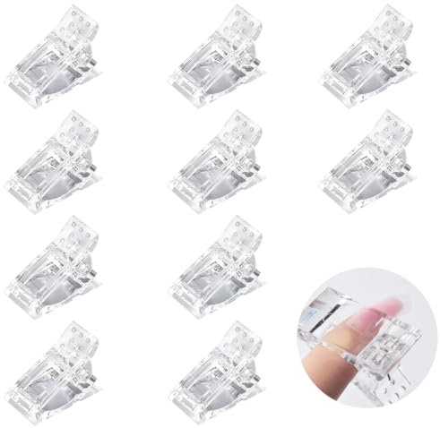 BIRLOZA 10 pezzi Clip Trasparente per Unghie Mollette, Polygel, Pinze per la Ricostruzione Punte per la Costruzione Rapida Clip Unghie Ricostruzione, Gel Polygel Acrygel Unghie (Trasparente)