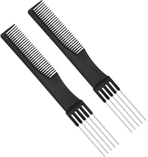 2 Pcs Pick Combs for Women,Double-Head Teasing Comb with Metal Prong Lift Comb Salon Teasing Back Comb Fine Tooth Comb for Hairdressing Styling Salon Sectioning Highlighting.
