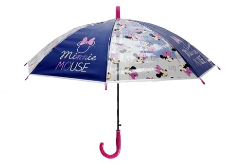 eplusm MINNIE MOUSE NAIVE - Parapluie dôme manuel, 8 panneaux, tiges métalliques, confortable et polyvalent, qualité et résistance, 43 cm, matériau polyester, rose clair, M, Décontracté