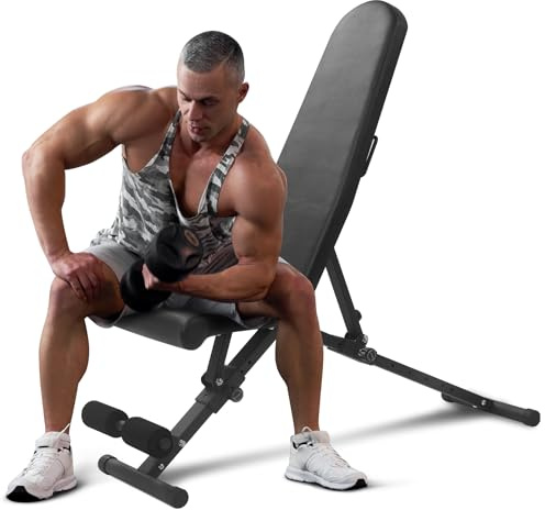Adjustable Weight Bench, 800 Lbs Capacity, 8 Backrest and 3 Seat Angles, Versatile Bench for All-in-One Full Body Workouts, Space-Saving Foldable Design, for Indoor Training, Home Gyms