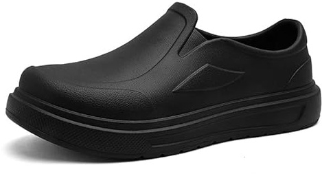RenDiuJups Chaussures de Chef for Hommes et Femmes, antidérapantes, légères, à Semelles Souples, Chaussures de Marche en Plein air, Chaussures de Restaurant de Cuisine imperméables 36-47(Black,44 EU)