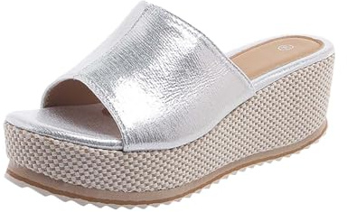 Generico Sandali Donna Estive Zeppa Comode Sandali Zeppa Alta Sandal Punta Aperta Pantofola Zatteroni Zeppe Scarpe Romani Infradito Slip-On Plateau Bohemia Ciabatte Alto Espadrillas Sandalo