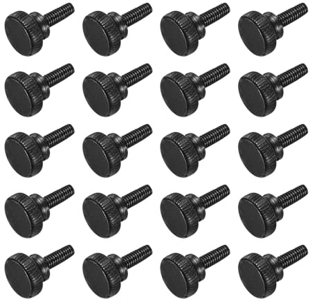 QUARKZMAN 20 Pezzi Viti A Mano M4 X 16mm Testa Piatta In Acciaio Nero Con Scanalature Bulloni Metrici Con Manopole A Spalla Per Serraggio Manuale Elementi Di Fissaggio Filettati