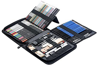 83 delar ritpennor set skissfärgpennor akvarell metallisk oljig komplett nybörjarkit konstnärsmaterial med canvasfodral