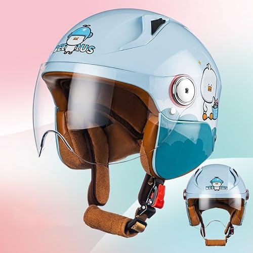 Barnmotorcykelhjälm, Scooterhjälm, Jethjälm Med Solskydd, Scooterhjälm För Flickor, Öppen Halvhjälm För Pojkar Och Flickor I Åldrarna 3-12, ECE 22.06-Godkänd 7,M/(45~48cm)