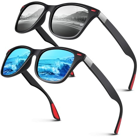 LINVO Lunettes de Soleil Homme Polarisées Vintage TR90 Mode Classiques Ultraléger Carrées 100% Protection UV400 Lunettes de Soleil