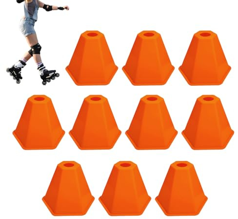 Conos de Fútbol Equipo de Agilidad Portátil de 10 Unidades | Conos De Fútbol Para Entrenamiento Deportivo Para Exterior Escuela Patinaje Atletismo Entrenamiento Patio Marcador Campo