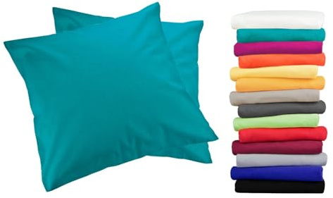 Moon 2er Pack Luxury Linon Kissenbezug 100% Baumwolle-petrol-50x50