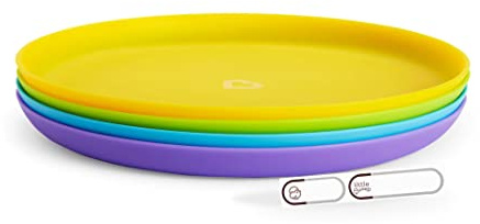 Munchkin Children's Plate Set (4 Pieces) BPA-Free, Microwave and Dishwasher Safe