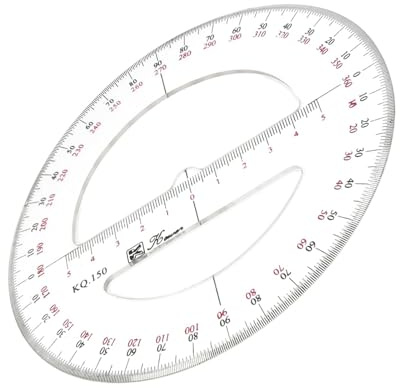 Hegebeck Transportador transparente de 360 grados, 15 cm de diámetro, de plástico, para medición de ángulos, 1 unidad