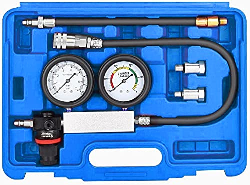 Kit Comprobador de fugas de motor en el cilindro. Medidor de presion y detector de fugas del cilindro con Manómetro culata vacuómetro