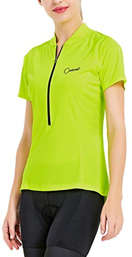 CATENA Radtrikot Damen Kurzarm Fahrradtrikot Moutainbike Tops Fahrradshirt Bikeshirts MTB Rennrad Radsport Bekleidung Atmungsaktiv Schnell Trocknend Einfarbig Cycling Jersey für Frauen, Grün, L