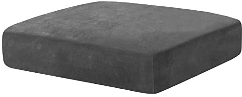 CHELZEN Velvet Sofa Seat Cushion Cover, Stretch Sofa Cushion Slipcovers, Couch Cushion Covers, Replacement for Individual Cushion Furniture Protector(Large 1 Seater, Gray)