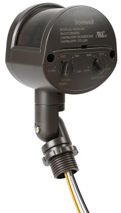 TREEWELL Motion Sensor, 180-Degree Replacement Motion Detector, Adjustable Time & Detection Sensitivity Up to 60 Feet Range, 3 Working Modes Pir Motion Sensor for Security Floodlight, Brown, UL Listed