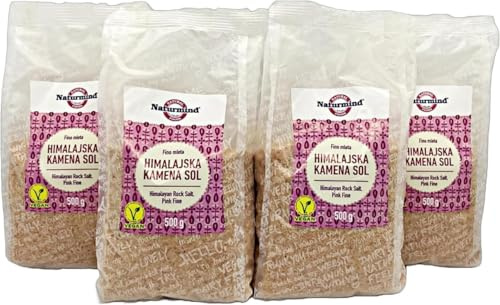 Naturligt Himalayasalt – 4 x 500g | Premiumkvalitet | Hälsosamt val | Mångsidig användning | Etiskt producerad | Återförslutningsbar påse | Perfekt för matlagning, kryddning med merav