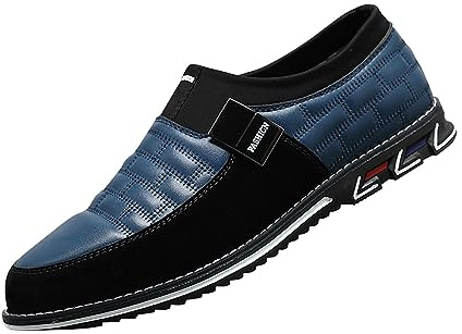 DUHGBNE Slip Casual per vestito, lavoro, matrimonio formale, scarpe da uomo, business uomo scarpe in pelle stivali scarpe uomo, Blu, 41 EU