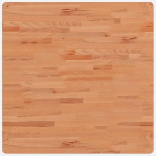 vidaXL Tischplatte, Quadratisch Holzplatte mit 4 abgerundeten Ecken, Holztischplatte Ersatzplatte für Couchtisch, Massivholztischplatte Platte, 80x80x2,5 cm Massivholz Buche