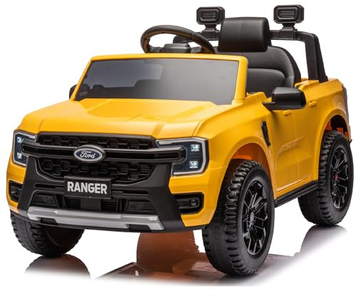 SUN BABY Ford Elbil för Barn 3-6 År 30W - Gul | fjärrkontroll, fjädring, strålkastare, MP3-spelare