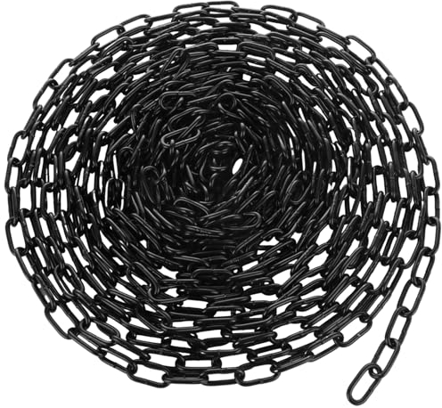 JMIATRY 15 Metres Length 304 Stainless Steel Chain, 3mm Heavy Duty Chain Links, Black Galvanized Steel Welded Link Chains Lift for Fence Gate, Garage Doors, Swing Chains and Bicycle Security Lock