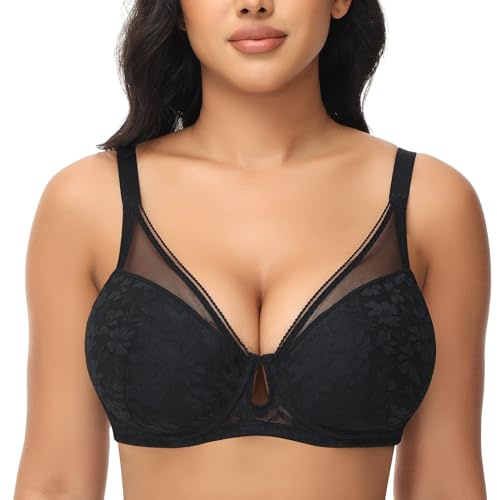 FallSweet Soutiens-Gorge Femme Push Up Soutien-Gorge avec Armatures Rembourré Add One Cup Soutien-Gorge Sexy(Noir,110E)