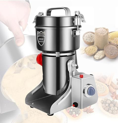 WANGYYDS Mulino Elettrico per Cereali 32000 Giri/Min Mulino per Semi di Lino Mulino per Noci Moscate in Acciaio Inox Macina Erbe Piante Medicinali Spezie Cereali E Fagioli,2000g