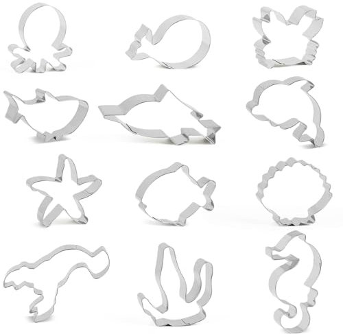 DERAYEE Tiere Ausstecher Set,12 Stücke Ausstecher Kinder, Ausstechformen Geschenk Edelstahl für Keks, Plätzchen, Tortendekorationen