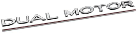 XYHAOAI 3D-förhöjd logotyp baklucka infoga bokstäver bakre emblem Kompatibel med Tesla Model 3/S/X/Y,3M självhäftande baksida,Silver,Dual Motor