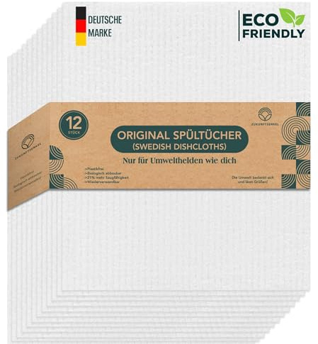 Svenska diskdukar, biologiskt nedbrytbara rengöringsdukar, plastfria rengöringsdukar, biologiskt nedbrytbara diskcloths disktrasor (vit)